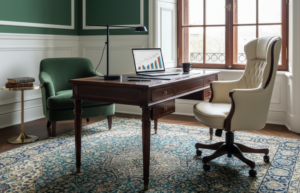 Home Office com Estilo: A Elegância Clássica e a Produtividade Moderna
